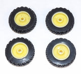 #SY232 1/64 Rubber Tires with Yellow Rims, 1 1/8" x 1/4"