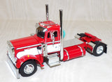 #T342 1/64 Red & White Peterbilt Model 359 Single-Axle Day Cab - No Box