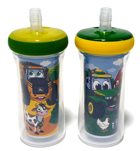 #Y12078 John Deere Kids DropGuard Insulated 9 oz. Straw Cup 2-Pack