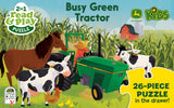 #391087 John Deere Kids Busy Green Tractor Book & Puzzle