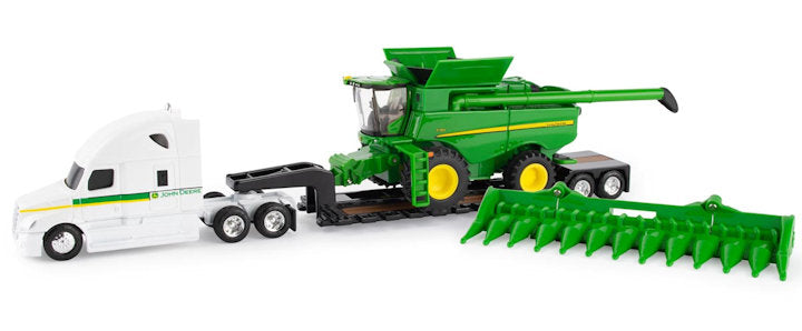 #45656 1/64 John Deere S780 Combine with Freightliner Cab & Lowboy Trailer