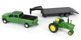 #45841 1/64 John Deere 4020 Tractor with Ford F-350 Dually Pickup & Gooseneck Flatbed Trailer