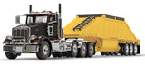 #50-3490 1/50 Black Peterbilt Model 367 Day Cab & Yellow Bottom Dump Trailer