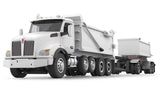 #60-1279 1/64 White Kenworth T880 Quad-Axle with Rogue Dump Body & Rogue Transfer Tandem Axle Dump Trailer