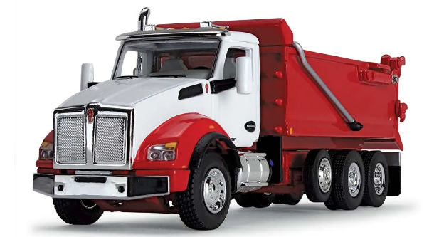 #60-1415 White & Viper Red Kenworth T880 Rogue Tri-Axle Dump Truck