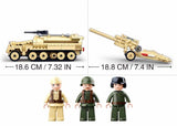 #B0695 WWII SD.KFZ 251 Half-Track with K-18 105MM Cannon Building Block Set